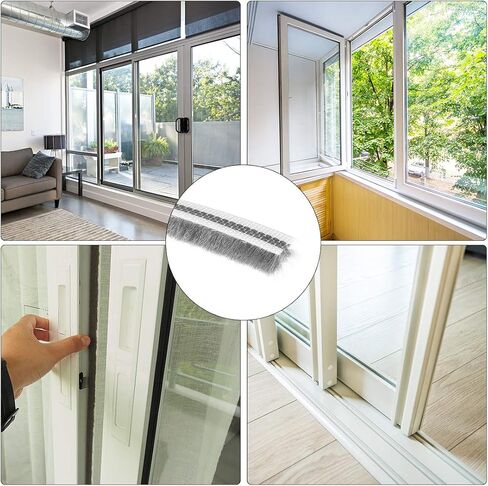 فرشاة uxcell لتقشير الطقس، 5 متر/16.4 قدم، شريط عازل لفتحة البطاقة، فرشاة مطاطية لشريط السير الوقائي لنافذة الباب، 6 × 6 مم/عرض × ارتفاع in Kuwait