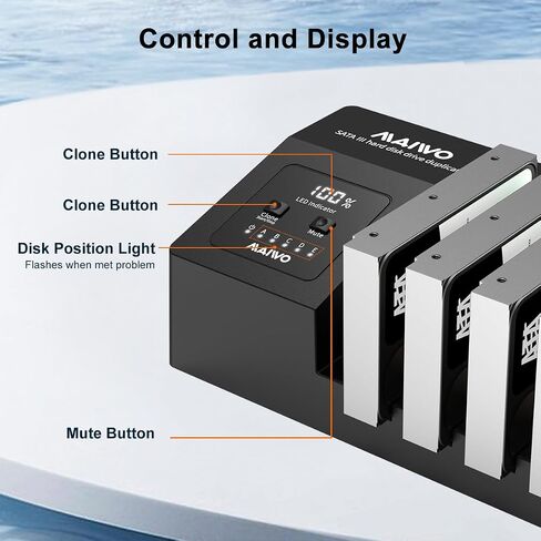 قاعدة محرك الأقراص الصلبة SATA III بسرعة 6 جيجابت في الثانية مع مروحة تبريد، محطة إرساء MAIWO 5 Bay HDD لـ 2.5 بوصة 3.5 بوصة SATA SSD/HDD، ناسخ محرك الأقراص الصلبة، يدعم توسيع 110 تيرابايت، نوم تلقائي in Kuwait