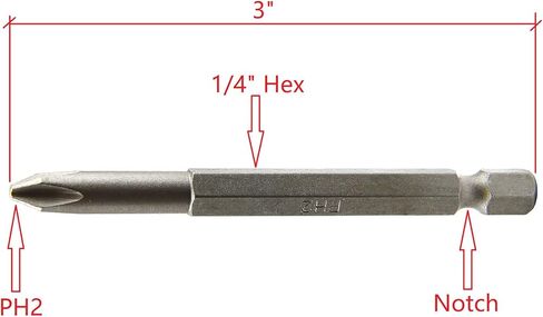 MaxTool 10PCs PH2x3" Identical Screwdriver Bit Set; Phillips Head #2; 3" OAL; 1/4" Hex; S2 Premium Alloy Tool Steel; PH2x3P10-S2 in Saudi Arabia