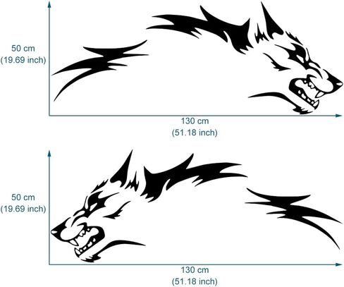 JSCARLIFE Wolf Graphics Car Body Stickers Decals 1 Set 51.1" x 19.69", Car Body Stickers Vinyl Self-Adhesive Side Strip Decal Cool Stickers for Jeep Truck SUV (Black) in Saudi Arabia