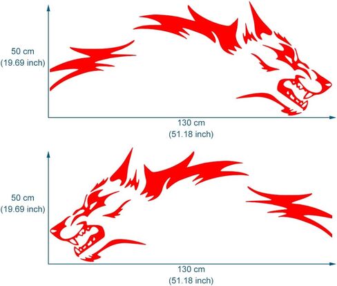 JSCARLIFE Wolf Graphics Car Body Stickers Decals 1 Set 51.1" x 19.69", Car Body Stickers Vinyl Self-Adhesive Side Strip Decal Cool Stickers for Jeep Truck SUV (Black) in Saudi Arabia