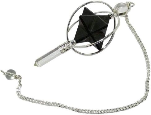 Gemstone 3 Stone Merkaba Spinning Star Faceted Pendulum Dowsing Healing Chakra Balancing Reiki AA by WholesaleGemShop (Black Tourmaline) in Kuwait
