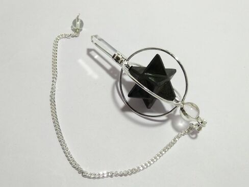 Gemstone 3 Stone Merkaba Spinning Star Faceted Pendulum Dowsing Healing Chakra Balancing Reiki AA by WholesaleGemShop (Black Tourmaline) in Kuwait