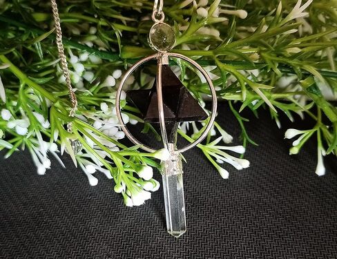 Gemstone 3 Stone Merkaba Spinning Star Faceted Pendulum Dowsing Healing Chakra Balancing Reiki AA by WholesaleGemShop (Black Tourmaline) in Kuwait