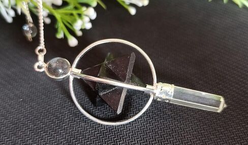 Gemstone 3 Stone Merkaba Spinning Star Faceted Pendulum Dowsing Healing Chakra Balancing Reiki AA by WholesaleGemShop (Black Tourmaline) in Kuwait