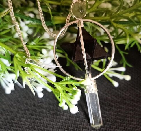 Gemstone 3 Stone Merkaba Spinning Star Faceted Pendulum Dowsing Healing Chakra Balancing Reiki AA by WholesaleGemShop (Black Tourmaline) in Kuwait