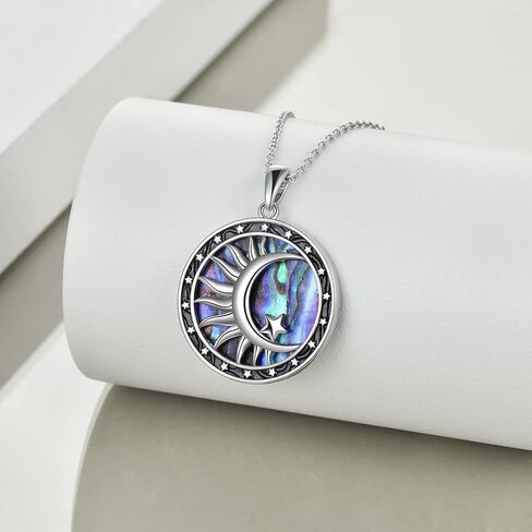 Moon Sun ​Star Necklace 925 Sterling Silver Abalone Shell Celestial Jewelry Gift for Women in Kuwait