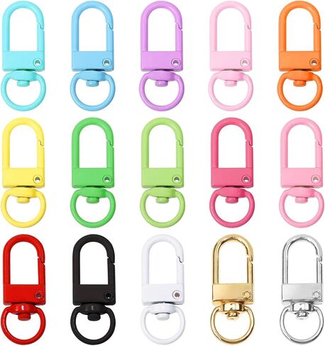 Tupalizy 45PCS Small Metal Lobster Claw Clasps Lanyard Clips Swivel Snap Hooks for Key Chains Purses Straps Bag Charms Dog Tags Zipper Jewelry Making Connector DIY Craft Projects,32mm, Mixed Color in Saudi Arabia
