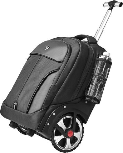 20 Inches Large Wheeled Rolling Laptop Backpack for Business Men Women College Travel Commuter Carry-on Laptop Backpack Wheeled Adult Backpack (Black, 20 Inches) in Saudi Arabia