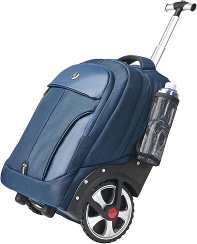 20 Inches Large Wheeled Rolling Laptop Backpack for Business Men Women College Travel Commuter Carry-on Laptop Backpack Wheeled Adult Backpack (Black, 20 Inches) in Saudi Arabia