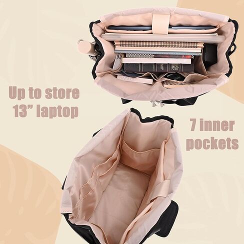 Teacher Bag with Water Bottle Pockets, Teacher Tote Bag with Shoulder Strap and Large Compartment for Laptop, Black in Kuwait