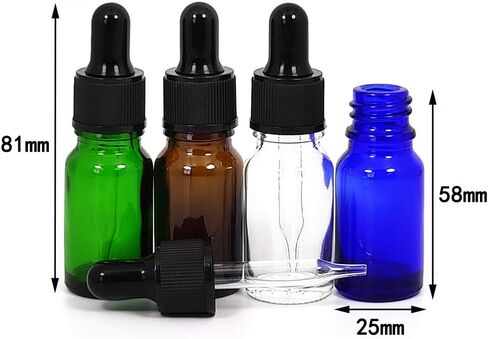 Bioll 10ml (1/3 oz) Glass Dropper Bottle. Essential Oil Bottle With Glass Eye Droppers. For Lab Bottles, Alcohol Bottles And Sterilize Water Bottles-24Pcs (Amber) in Saudi Arabia
