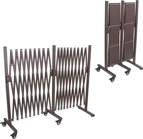 Expandable Outdoor Dog Gate with 360° Wheels, Aluminum Portable Pet Fence, Adjustable Folding Security Barricade, 129 x 15.5 x 40.5 Inches Expansion Size，Folding Security Gates with Wheels in Saudi Arabia