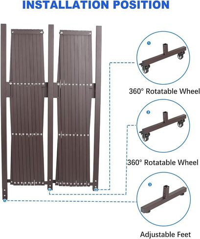 Expandable Outdoor Dog Gate with 360° Wheels, Aluminum Portable Pet Fence, Adjustable Folding Security Barricade, 129 x 15.5 x 40.5 Inches Expansion Size，Folding Security Gates with Wheels in Saudi Arabia