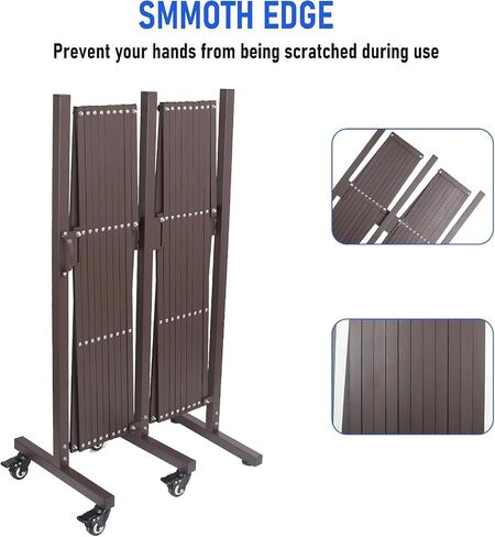 Expandable Outdoor Dog Gate with 360° Wheels, Aluminum Portable Pet Fence, Adjustable Folding Security Barricade, 129 x 15.5 x 40.5 Inches Expansion Size，Folding Security Gates with Wheels in Saudi Arabia