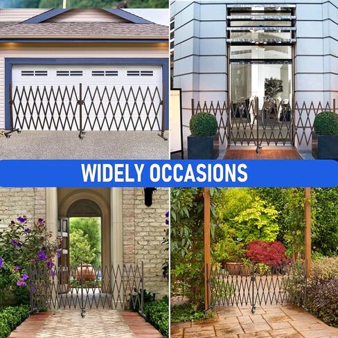 Expandable Outdoor Dog Gate with 360° Wheels, Aluminum Portable Pet Fence, Adjustable Folding Security Barricade, 129 x 15.5 x 40.5 Inches Expansion Size，Folding Security Gates with Wheels in Saudi Arabia