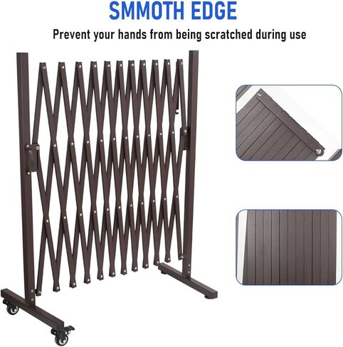 Expandable Outdoor Dog Gate with 360° Wheels, Aluminum Portable Pet Fence, Adjustable Folding Security Barricade, 129 x 15.5 x 40.5 Inches Expansion Size，Folding Security Gates with Wheels in Saudi Arabia