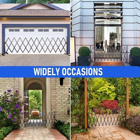 Expandable Outdoor Dog Gate with 360° Wheels, Aluminum Portable Pet Fence, Adjustable Folding Security Barricade, 129 x 15.5 x 40.5 Inches Expansion Size，Folding Security Gates with Wheels in Saudi Arabia