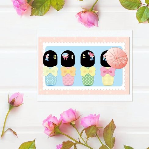 قوالب قطع الدمية اليابانية من GLOBLELAND قالب الكيمونو والمراوح والمظلات وأزهار الكرز مقطوعة على شكل ثقافة شرقية من أجل صنع البطاقات وبطاقات القصاصات والحرف اليدوية in Kuwait