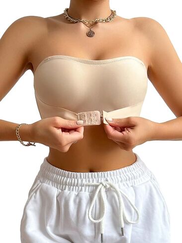 Milumia Women's Strapless Bandeau Bra Front Closure Wirefree Tube Top Bralettes in Saudi Arabia