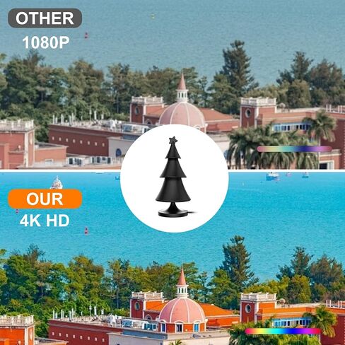 هوائي التلفزيون، هوائي رقمي مطور 2024 للتلفزيون الداخلي، هوائي HDTV لشجرة عيد الميلاد 360 درجة يدعم الاستقبال 4K 1080p للتلفزيون الذكي/القديم، معزز الإشارة المضخمة - محول تيار متردد لكابل HDTV بطول 9.8 قدم in Saudi Arabia