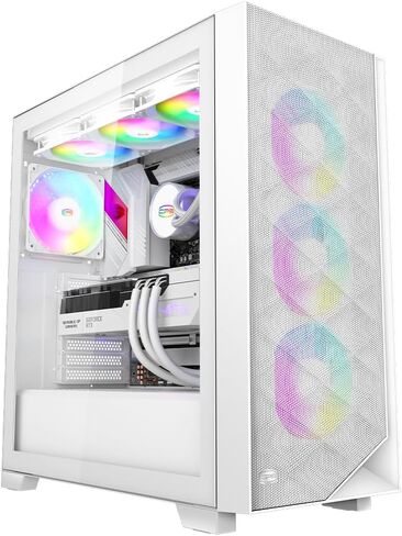 PCCOOLER CPS - C3D510 ARGB White - حقيبة سطح المكتب للألعاب مع 3 مراوح ARGB - E-ATX/ATX/M-ATX/ITX - دعم بطاقات الرسومات 375 مم - دعم مبرد سائل - معدن SPCC (C3-D510WHP3-GL) in Kuwait