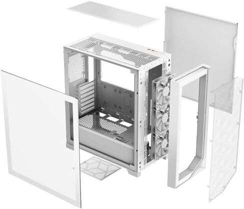 PCCOOLER CPS - C3D510 ARGB White - حقيبة سطح المكتب للألعاب مع 3 مراوح ARGB - E-ATX/ATX/M-ATX/ITX - دعم بطاقات الرسومات 375 مم - دعم مبرد سائل - معدن SPCC (C3-D510WHP3-GL) in Kuwait
