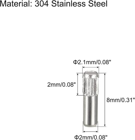 uxcell 2x16mm 304 Stainless Steel Dowel Pins, 50Pcs Knurled Head Flat Chamfered End Dowel Pin, Wood Bunk Bed Shelf Pegs Support Shelves Fasten Elements in Saudi Arabia