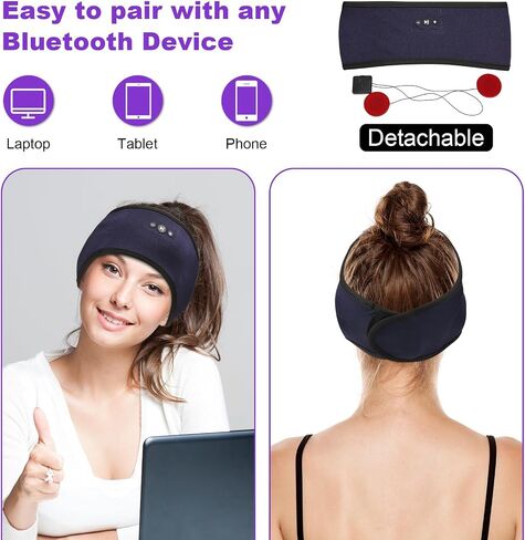 Headband Headphones for Small Head Size, Adjustable Bluetooth Headband, Wireless Bluetooth Headband Headphones for Sleeping, Running, Insomnia, Sleep Mask with Stereo Speakers, Cool Gadgets Tech Gifts in Saudi Arabia