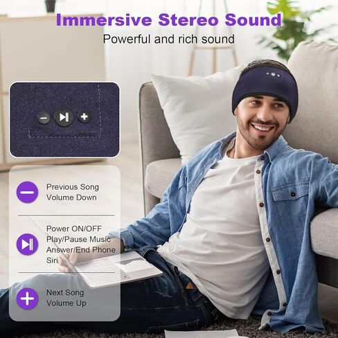 Headband Headphones for Small Head Size, Adjustable Bluetooth Headband, Wireless Bluetooth Headband Headphones for Sleeping, Running, Insomnia, Sleep Mask with Stereo Speakers, Cool Gadgets Tech Gifts in Saudi Arabia