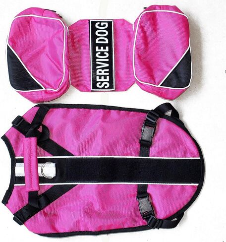 Serijoars Dog Vest Harnesses with Saddlebag Backpack for Camping & Travel - Reflective Hound Hiking Backpack Saddle Bag - Lightweight Vest Harness for Medium & Large Dogs (Blue, S) in Saudi Arabia