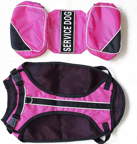 Serijoars Dog Vest Harnesses with Saddlebag Backpack for Camping & Travel - Reflective Hound Hiking Backpack Saddle Bag - Lightweight Vest Harness for Medium & Large Dogs (Blue, S) in Saudi Arabia
