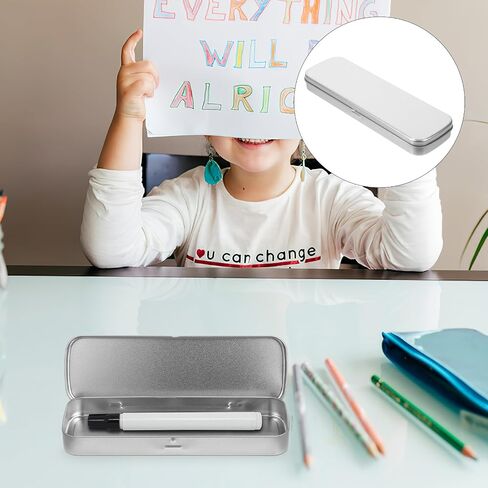 Tofficu Metal Pencil Case, Tin Pencil Box, 8.2 x 2.3 Inches Pencil, Box Iron Tinplate Frosted Single-layer, Pen Box Pencil Case Rectangular for Pen, Pencil, Crayon¡­ in Saudi Arabia