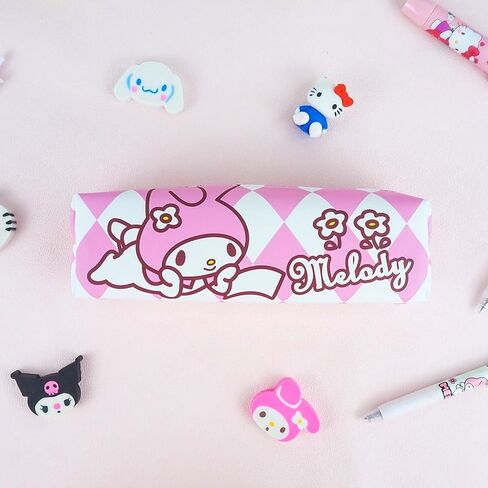 Cute Pencil Pouch for Girls, PU Leather Waterproof Kawaii Pencil Case for Kids with Zipper, Cartoon Anime Pencil Case for School, Kawaii Back to School Supplies, Gift for Over 3 Years Old (M) in Saudi Arabia