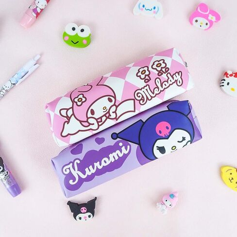 Cute Pencil Pouch for Girls, PU Leather Waterproof Kawaii Pencil Case for Kids with Zipper, Cartoon Anime Pencil Case for School, Kawaii Back to School Supplies, Gift for Over 3 Years Old (M) in Saudi Arabia
