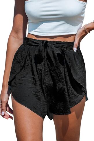 CUPSHE Women's Sheer Cover Up Shorts Thin Swimsuit Bottom Side Slit Beachwear Self Tie Pants in Saudi Arabia