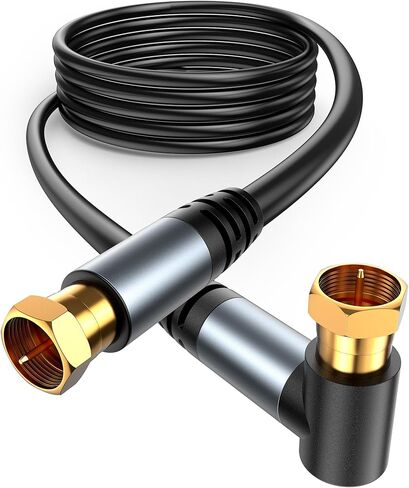 Highwings 6.6ft RG6 TV Coaxial Cable, 90° Right Angle Coax Cord for HDTV, CATV, Antenna, Digital Router, Low Loss High-Speed, Gold Plated, in-Wall in Kuwait