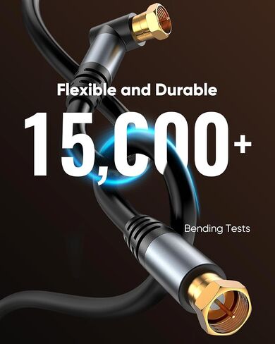 Highwings 6.6ft RG6 TV Coaxial Cable, 90° Right Angle Coax Cord for HDTV, CATV, Antenna, Digital Router, Low Loss High-Speed, Gold Plated, in-Wall in Kuwait