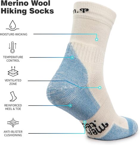 Stylish Merino Wool Crew Socks for Women and Men - Essential for Outdoor Hiking in Saudi Arabia