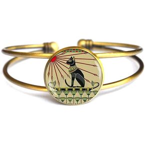 Egyptian Cat Jewelry, art cat jewelry,Bastet Bracelet, Egyptian Cat Bracelet, Egypt Bangle, Cat jewelry, Black cat Bangle,M140