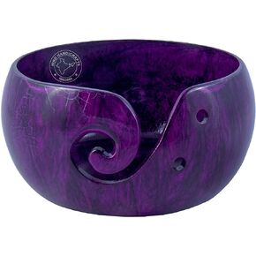 Hind Handicrafts لمسة نهائية معدنية متينة مصنوعة يدويًا - وعاء تخزين خيوط محمول من الألومنيوم - حامل لإكسسوارات خطاف الكروشيه (6 بوصة × 6 بوصة × 3 بوصة، حجر أرجواني)