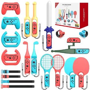 CXY CHYUHSIN Switch Sports Accessories 18 in 1 Nintendo Switch Sports Accessories Bundle for Switch Sports Family Accessories Kit for Switch/Switch OLED with Tennis Rackets/Golf Club and etc