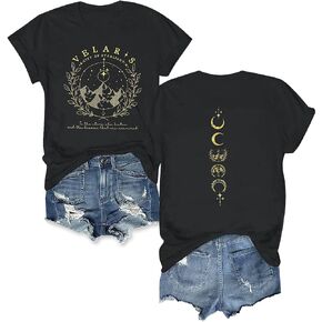 Acotar Velaris Shirt Women City of Starlight Shirt Vintage Stars Graphic Tee Funny Letter Printed Short Sleeve Tops