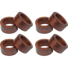 OMC Handmade Acacia Wooden Napkin Ring Set Napkin Holder for Dining Table Decoration Wedding Dinner Holiday PCS of 8