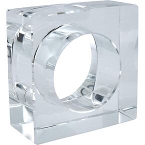 SARO Lifestyle NR016.C Clear Crystal Glass Napkin Ring with Double Edge Design (Set of 4), Clear
