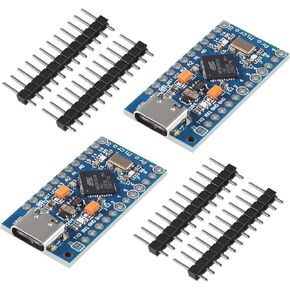 AITRIP 2PCS Pro Micro ATmega32U4 5V 16MHz Type-C Development Module Board with 2 Row pin Header Compatible arduino Leonardo Replace ATmega328 Pro Mini