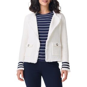 NIC+ZOE Women's Subtle Stripe Fringe Mix Knit Jacket