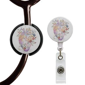 Stethoscope Tag,Steth ID Tag,Nurse Doctor Stethoscope ID Tag and Retractable Badge Reels Set, Stethoscope Charms Accessories and Badge Holder,Set of 2