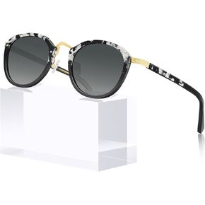 CARFIA Acetate Metal Bridge Sunglasses for Women Polarized UV Protection, Retro Fashion Ladies Sunnies Round Shades Eyewears