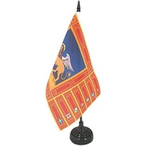 AZ FLAG Veneto Table Flag 5'' x 8'' - Italy - Italian Region Desk Flag 21 x 14 cm - Black Plastic Stick and Base